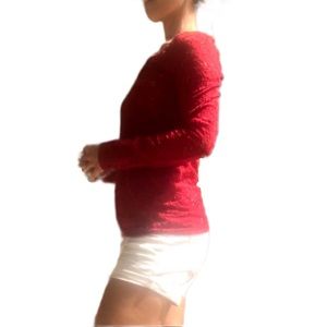 Vanity Red Eyelet Floral top- size Small